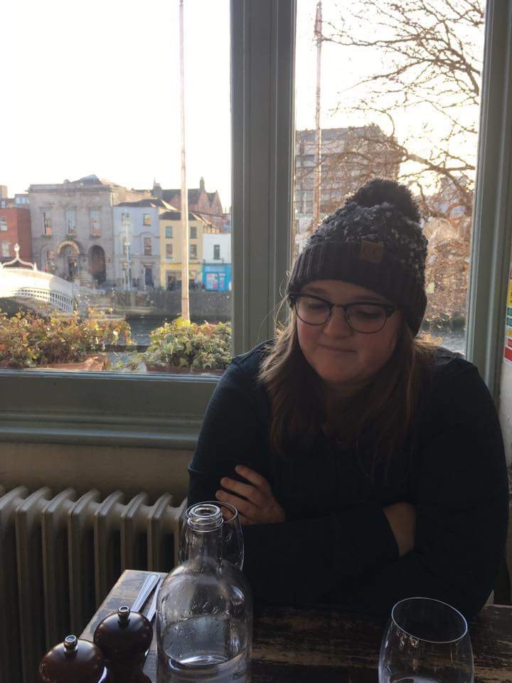 Bri Sitting in the Winding Stair restaurant in Dublin, Ireland.